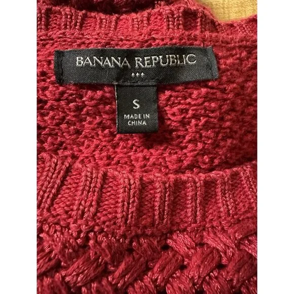 Banana Republic Textured Knit Sweater Women’s Small – Red Rayon Cotton Blend - Picture 4 of 5